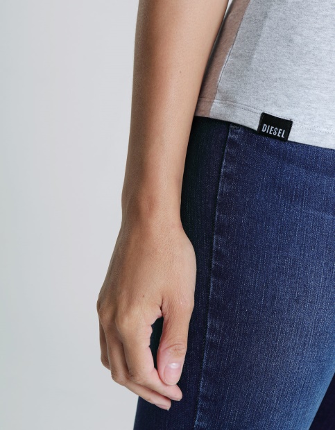 Light Grey Diesel UK Clara V Neck Basic Pebble