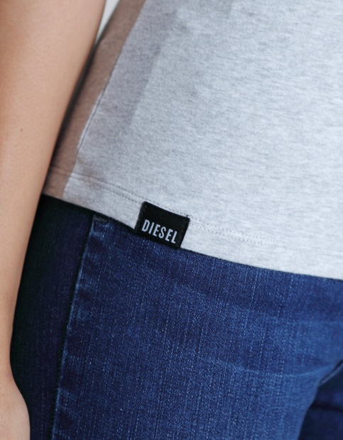 Light Grey Diesel UK Clara V Neck Basic Pebble