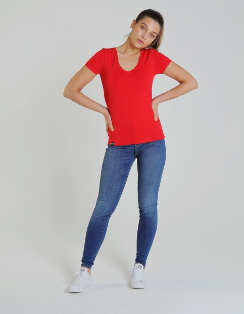 Clara V Neck Basic Vermillion Red Diesel UK