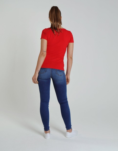 Clara V Neck Basic Vermillion Red Diesel UK