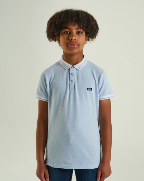Black Fred Birdseye Polo Sky Blue Diesel UK