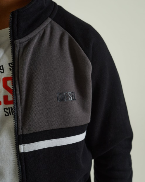 Diesel UK Larkin Zip Through Black Red