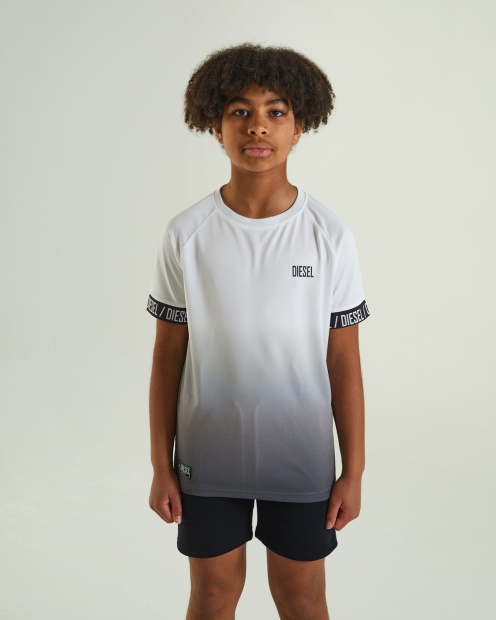 Diesel UK Jack Dip Dye Tee White/Grey Navy