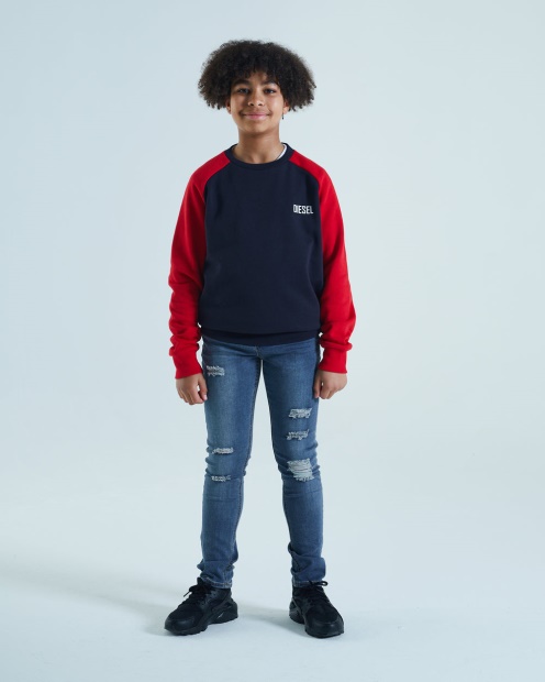 Irving Sweater Navy/Red Diesel UK Grey