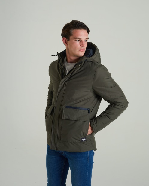 Bronson Parka Jacket Combat Green Diesel UK White