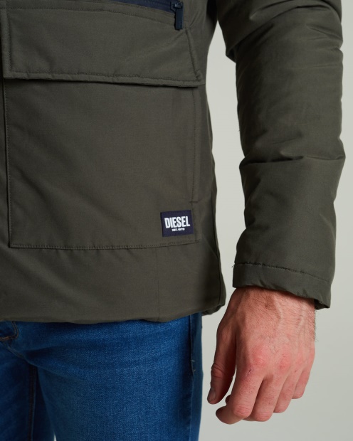 Bronson Parka Jacket Combat Green Diesel UK White