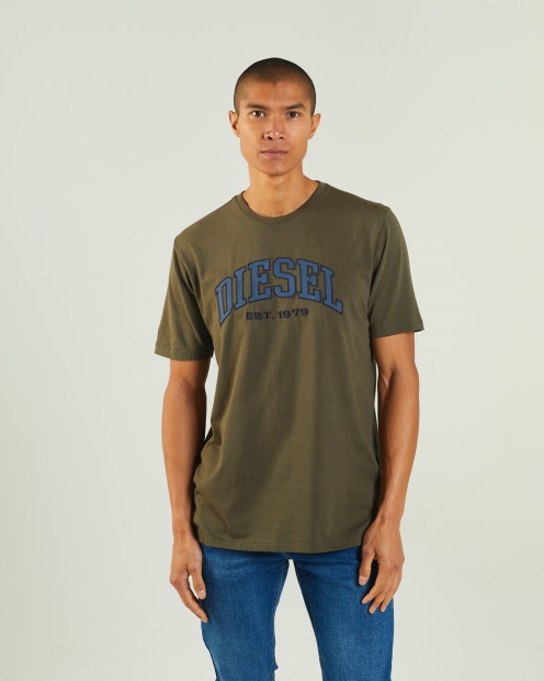 Light Grey Diesel UK Ronnie Tee Combat Green