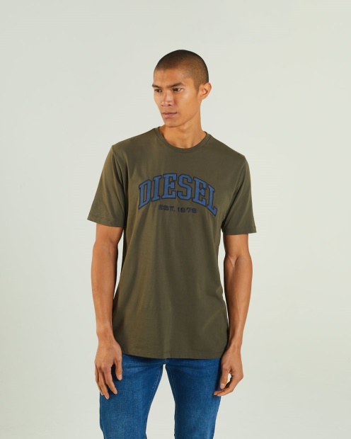 Light Grey Diesel UK Ronnie Tee Combat Green