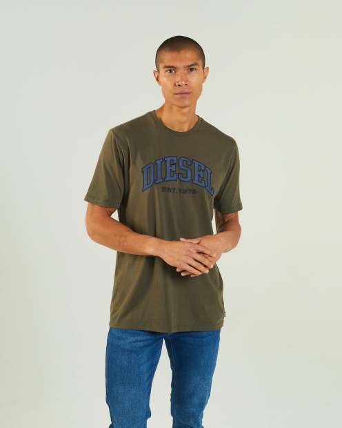 Light Grey Diesel UK Ronnie Tee Combat Green