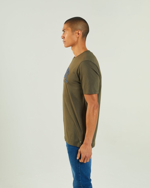 Light Grey Diesel UK Ronnie Tee Combat Green