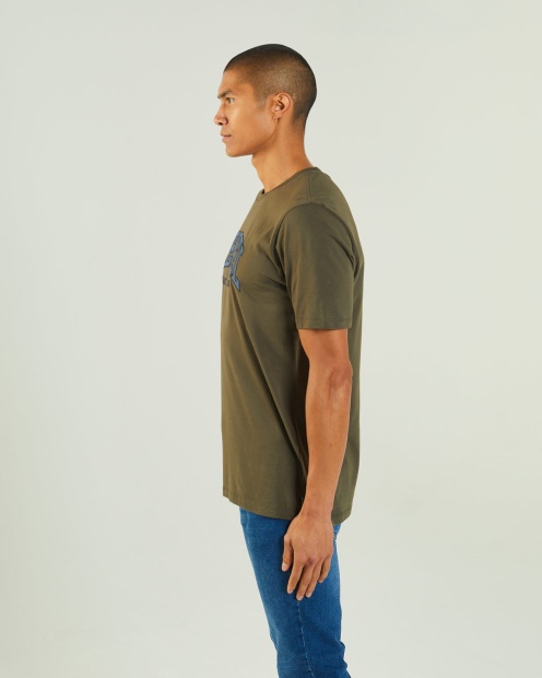 Light Grey Diesel UK Ronnie Tee Combat Green