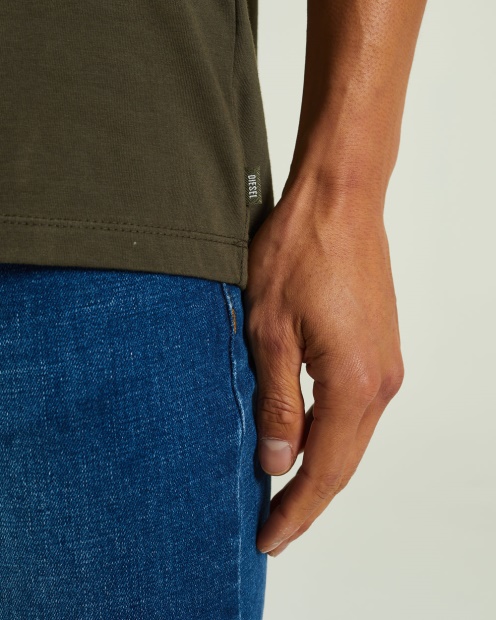 Light Grey Diesel UK Ronnie Tee Combat Green