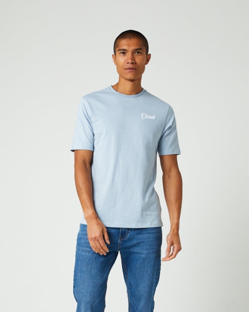 Diesel UK Dakota Tee Blue Fog Red