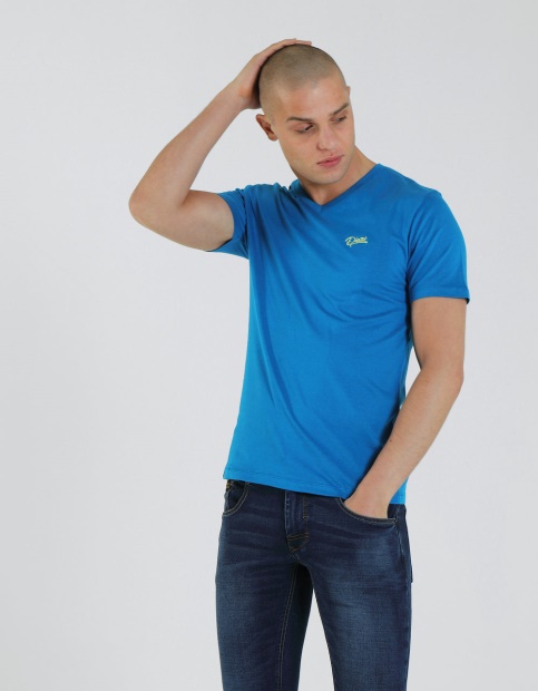 Basic Scott V Neck In Mykonos Blue Diesel UK Light Grey