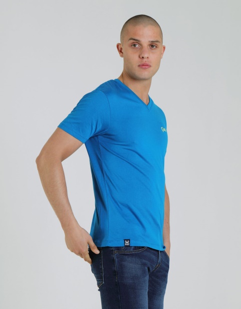Basic Scott V Neck In Mykonos Blue Diesel UK Light Grey