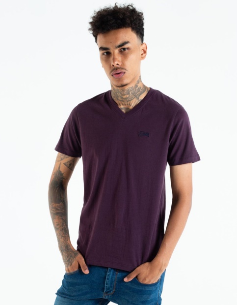 Diesel UK Basic Scott V Neck Tee Black Cherry Blue