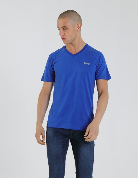 Diesel UK Basic Scott V Neck Tee Riviera Blue Grey