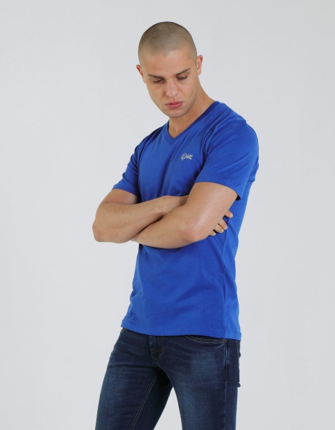 Diesel UK Basic Scott V Neck Tee Riviera Blue Grey