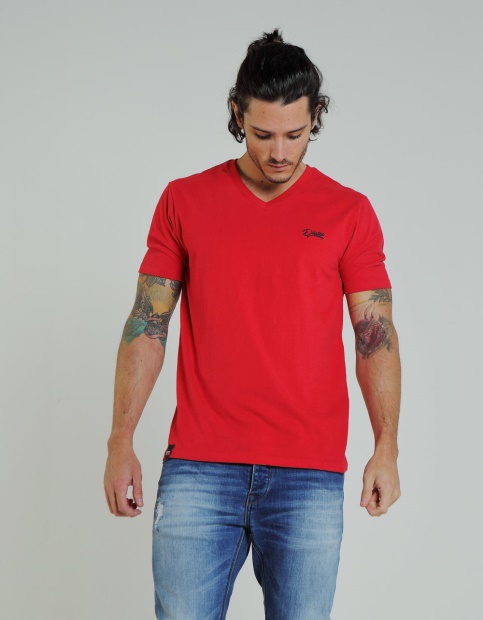 Basic Scott V Neck Barbados Cherry Diesel UK Blue