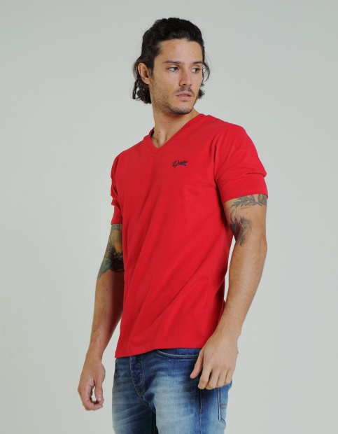 Basic Scott V Neck Barbados Cherry Diesel UK Blue