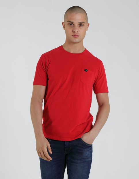 Pink Basic Brett Pocket Tee Barbados Cherry Diesel UK