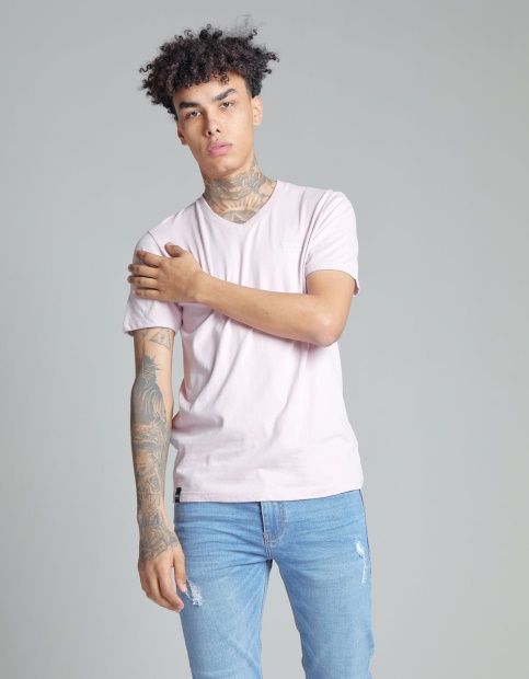 Navy Diesel UK Basic Scott V Neck Tee Cameo Pink