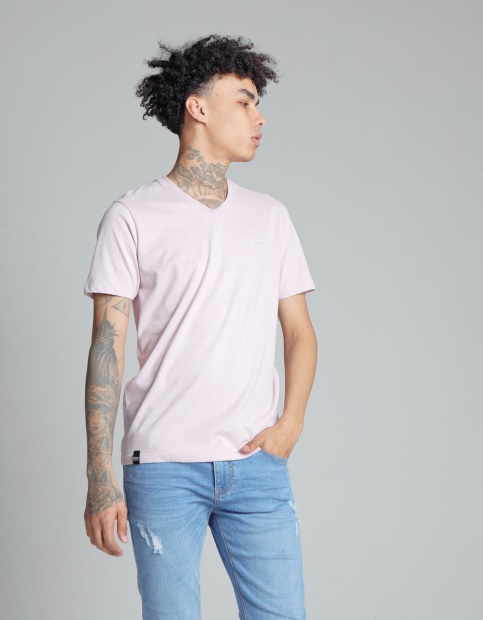 Navy Diesel UK Basic Scott V Neck Tee Cameo Pink