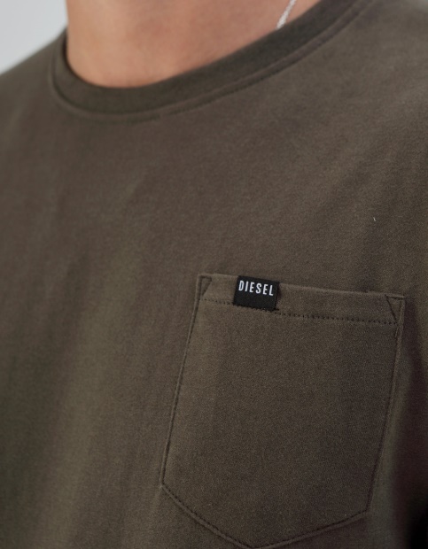 Basic Brett Pocket Tee Olive Night Diesel UK Pink