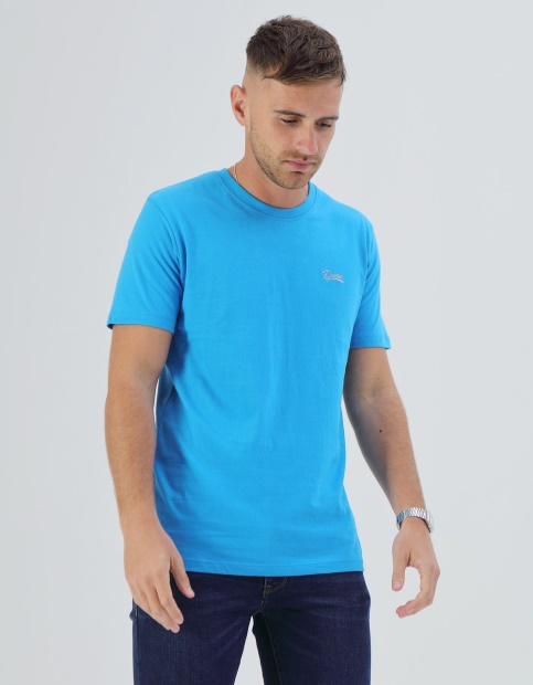 Diesel UK Basic Scott O Neck Tee Blue Aster Pink