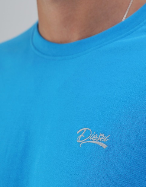 Diesel UK Basic Scott O Neck Tee Blue Aster Pink