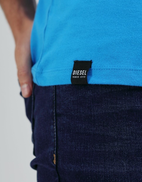 Diesel UK Basic Scott O Neck Tee Blue Aster Pink