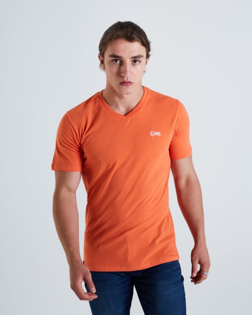 Basic Scott V Neck Tee Tigerlily Diesel UK Pink