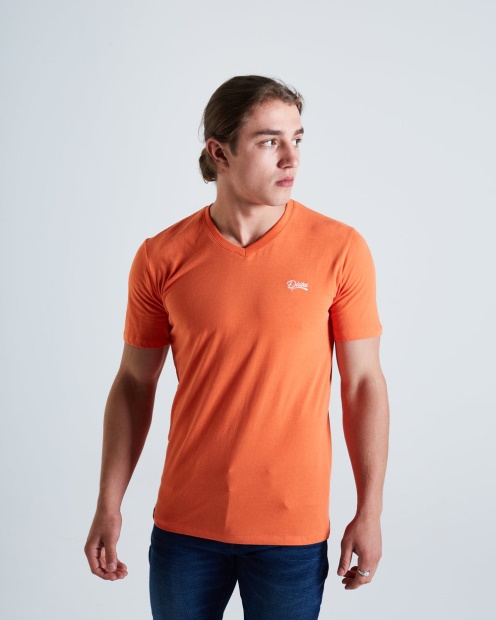 Basic Scott V Neck Tee Tigerlily Diesel UK Pink