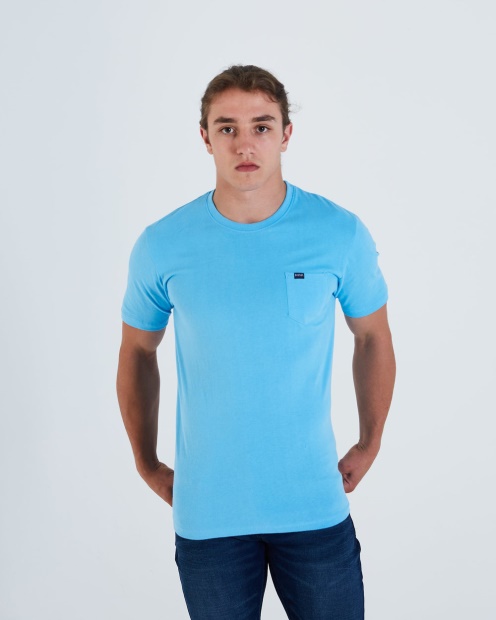 Diesel UK Basic Brett Pocket Tee Bonnie Blue Pink