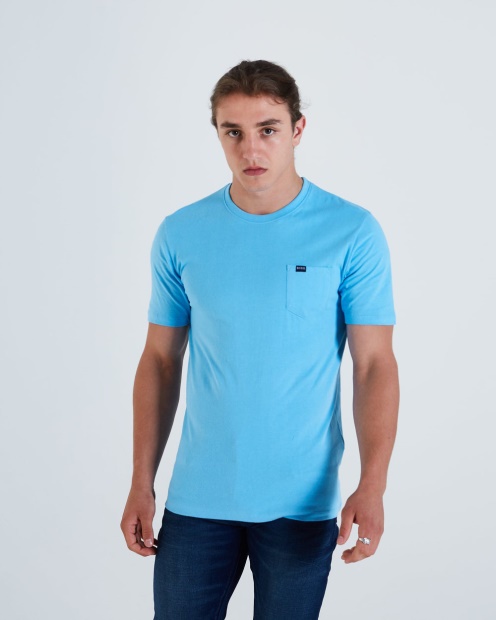 Diesel UK Basic Brett Pocket Tee Bonnie Blue Pink