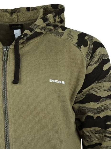 Diesel UK Brianz Men's Zipped Hoodie Camoufludge Hooded Casual Sweatshirts Tops Grey/Khaki