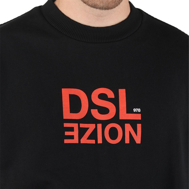 S Bay Xa Men's Pullover Sweatshirt Black Crew Neck Casual Outwear Diesel UK