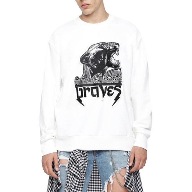 S Bay Wa Men's Sweatshirt Crew Neck Ribbed Casual Pullover Jumper Diesel UK