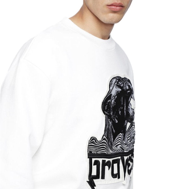 S Bay Wa Men's Sweatshirt Crew Neck Ribbed Casual Pullover Jumper Diesel UK