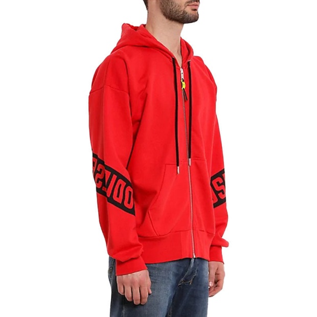 S Alby Zip Felpa Men Hoodies Full Zip Red Top Casual Hooded Sweatshirt Xs Diesel UK