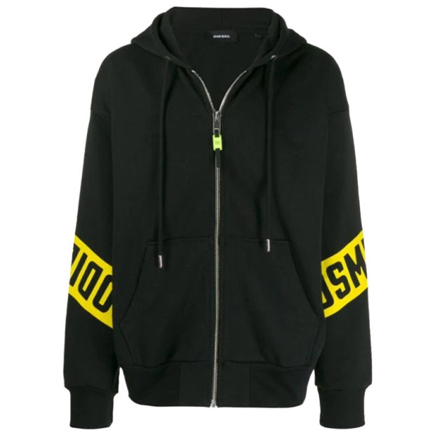 S Alby Zip Felpa Men Hoodies Full Zip Casual Black Hooded Sweatshirt Xs-M Diesel UK