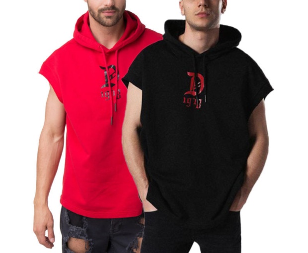S Drive Gr-Qa Men's Sweatshirt Pullover Sleeveless Hoodie Sport Gym Wear Diesel UK Black/Red