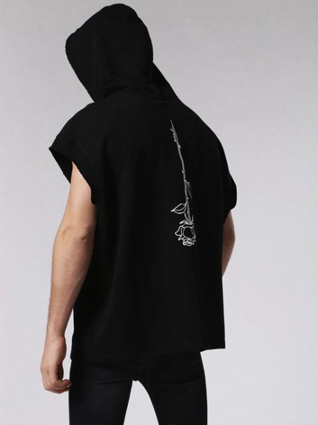 S Drive Gr-Qa Men's Sweatshirt Pullover Sleeveless Hoodie Sport Gym Wear Diesel UK Black/Red