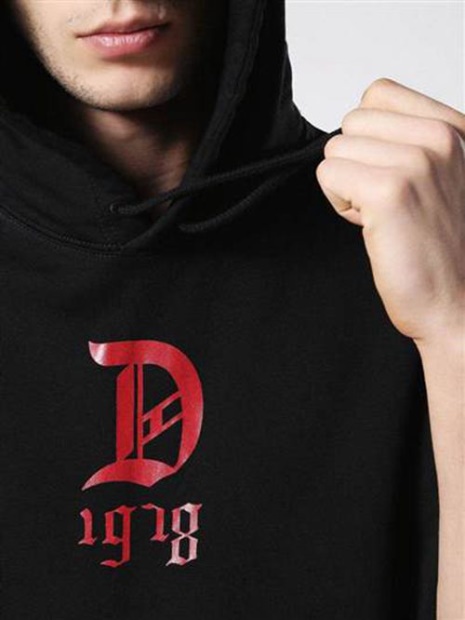 S Drive Gr-Qa Men's Sweatshirt Pullover Sleeveless Hoodie Sport Gym Wear Diesel UK Black/Red