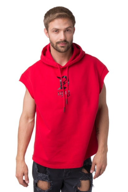 S Drive Gr-Qa Men's Sweatshirt Pullover Sleeveless Hoodie Sport Gym Wear Diesel UK Black/Red
