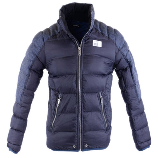 W Mode Men's Puffer Jacket Black Size S Quilted Padded Winter Outwear Coat Diesel UK