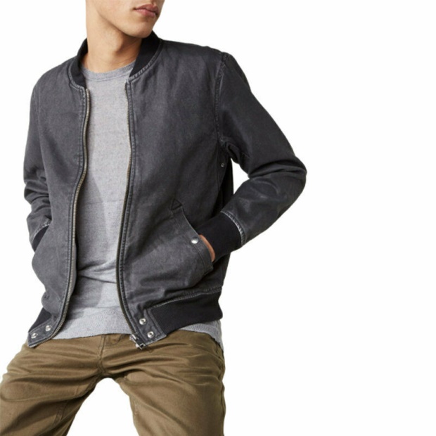 J Holz 0Caok Men's Denim Bomber Jacket Casual Vintage Slim Fit Coat Diesel UK