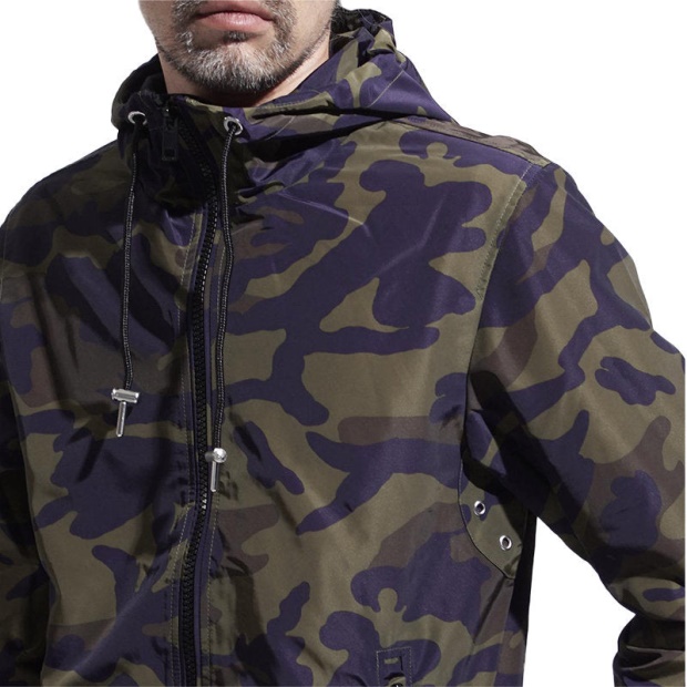 Diesel UK J Acousmatic Men's Jacket Waterproof Lightweight Hooded Camouflage Jacket