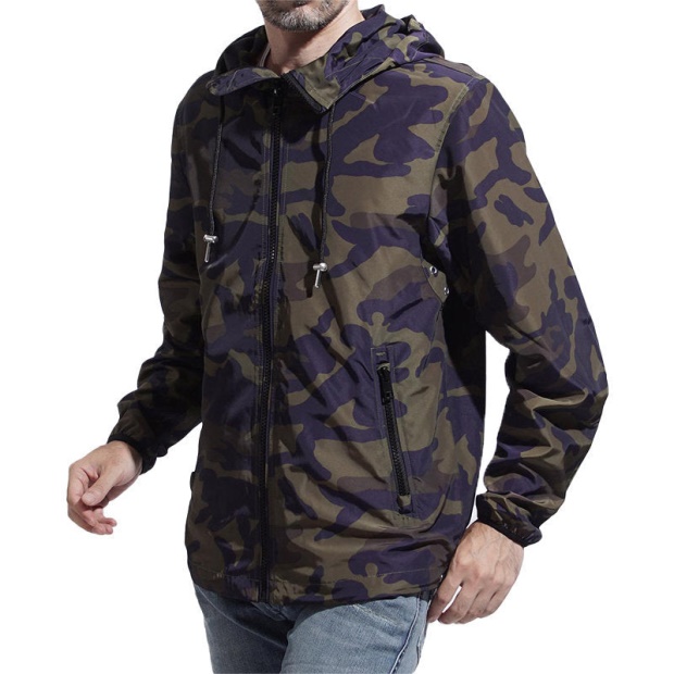 Diesel UK J Acousmatic Men's Jacket Waterproof Lightweight Hooded Camouflage Jacket