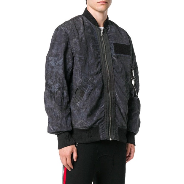 J Souly Tye Men's Bomber Jacket Ribbed Cuffs Casual Varsity Jackets Black Diesel UK